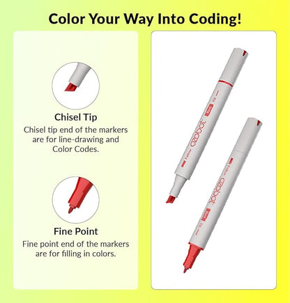 Ozobot Color Coding Markers, Color Variety for Creative STEM Education, Classroom & Home, Enhances Problem Solving & Critical Thinking Skills, Suitable for Ages 6+, Dual-Sided, 5 Pack