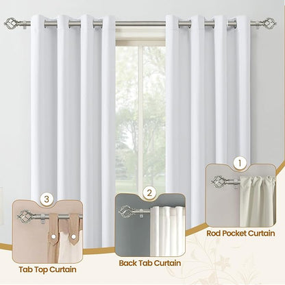 KAMANINA 2 Pack Curtain Rods 32 to 86 Inches (2.6-7.1ft), 3/4 Inch Curtain Rods for Windows Splicing Adjustable Single Drapery Rod with Twisted Cage Finial, for Indoor and Outdoor, Antique Silver