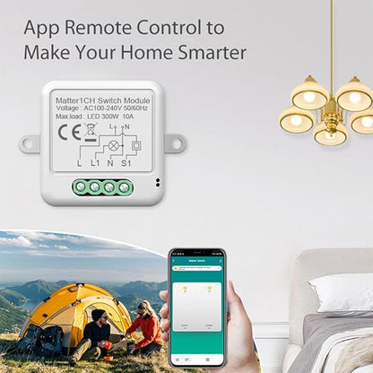 1CH Matter Mini Smart WiFi Switch Module DIY Smart Relay Switch Module 10A Switch for Smart Home Automation Compatible with Home Pod//Assistant/