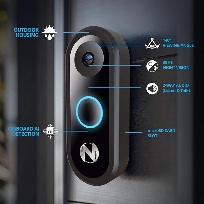 Night Owl 1080p Video Doorbell with Mount and Wireless Chime