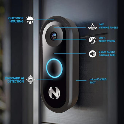Night Owl 1080p Video Doorbell with Mount and Wireless Chime