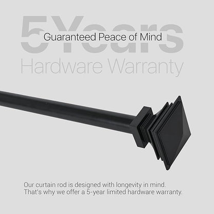 Deco Window Adjustable Curtain Rod for Windows 44 to 120 Inch (Pack of 1) Extendable Heavy Duty 1 Inch Iron Drapery Pole with Finials Wall Mounted French Door Curtain Rods (Black)