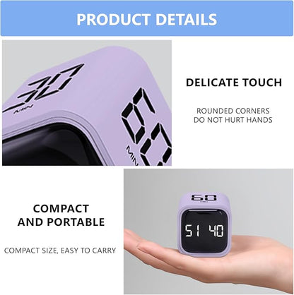 Digital Cube Productivity Timer, Rotating Pomodoro Timer with Gravireceptor 5-10-30-60 Min& Custom Countdown, Vibration & Adjustable Volume Timers for Learning Office Kitchen Desk, Purple