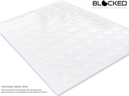 Stackable Webcam/Camera Vinyl Covers | 57 Tabbed Low-Tack Restickable Webcam Sticker | Multiple Sizes | White 57-Pack Tabbed (Ultra Glossy)