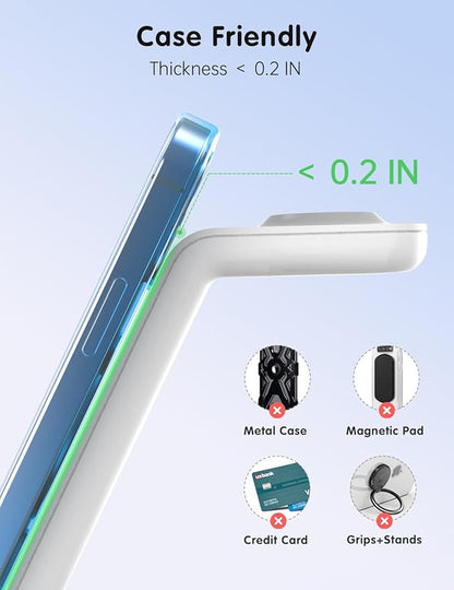 Wireless Charger for iPhone Charging Station: 3 in 1 Phone Charger Stand for iPhone 17/16/15/14/13/12/11/SE/X Pro Max Plus - Apple Watch 11/10/9/Ultra 2/8/SE/7/6/5 - AirPods 4/Pro 2/3