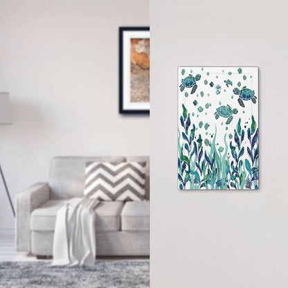 Light Switch Cover Plate Vibrant Turtle Seagrass Watercolor Painting 1 Gang No Device Blank Electrical Wall Plates Faceplate Decorative Switch Plate for Bathroom living Room Decor