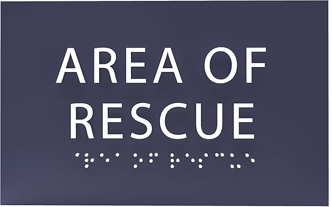 6" X4" Area of Rescue Sign - ADA Compliant Tactile Graphics Grade 2 Braille Text Wall Sign | Emergency Assistance, Refuge Place Sign for Schools, Offices, Apartments & Restaurants