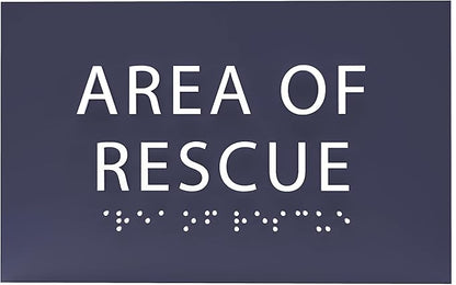 6" X4" Area of Rescue Sign - ADA Compliant Tactile Graphics Grade 2 Braille Text Wall Sign | Emergency Assistance, Refuge Place Sign for Schools, Offices, Apartments & Restaurants