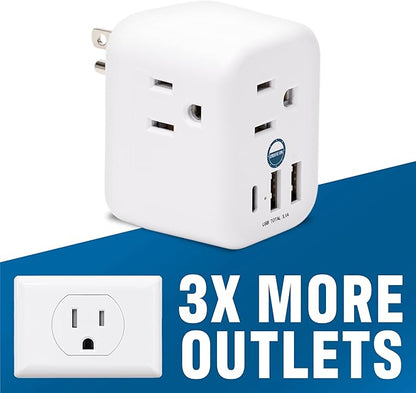 Cruise Approved Power Strip Foldable, Non Surge Protector Travel Power Strip, Multi Plug, 6 Outlets, 2 USB-A, 1 USB-C, & 3 AC Outlet for Carnival, Celebrity, Princess, & Major Lines in 2025 & 2026