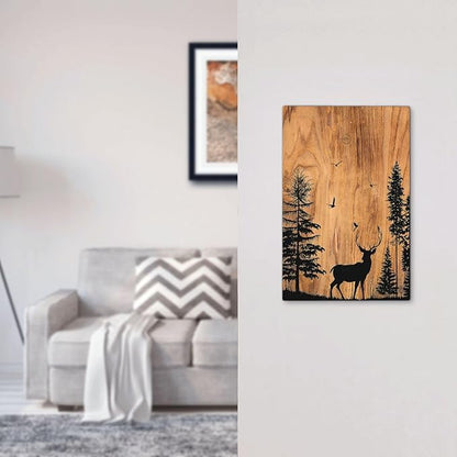 Light Switch Cover Plate Rustic Farmhouse Orange Brown Pine Tree Deer Wood Grain 1 Gang No Device Blank Electrical Wall Plates Faceplate Decorative Switch Plate for living Room Cabin Decor