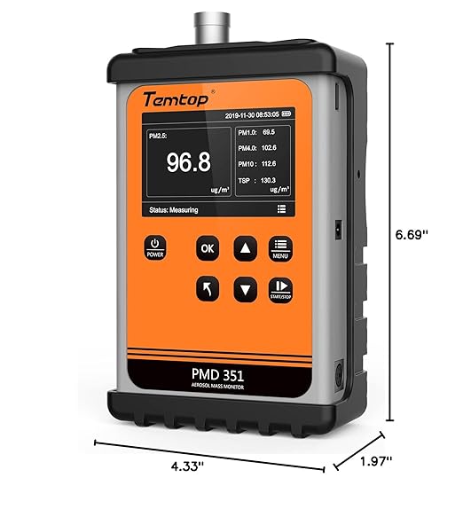 Temtop Particle Counter Aerosol Dust Monitor Professional Cleanroom Tester Laser Air Detector AQI Data Logger PM1.0 PM2.5 PM4.0 PM10 TSP PMD 351