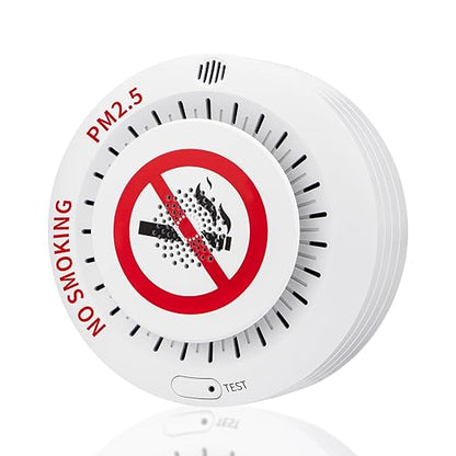 2in1 Cigarette Detector with 10 Level Sensitivity, Infrared Remote Control, PM2.5 Indoor Air Quality Monitor, Ceiling Mounted Smoke Detection for Offices, Restaurants, Hospitals, Schools, Apartments