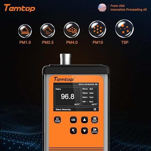 Temtop PMD351 Professional Aerosol Mass Monitor - Handheld PM1.0, PM2.5, PM10 & TSP Monitor with RS-485 for Industrial Hygiene and Environmental Compliance