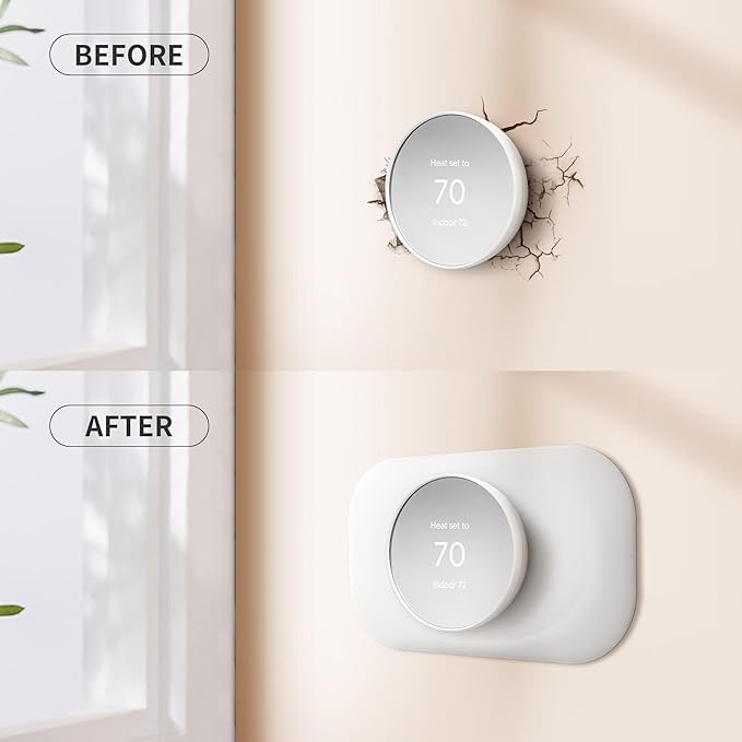 Compatible with Google Thermostat 2020 Wall Plate Cover - Petrichor Nest Thermostat Trim Kit, Made for Google Nest Thermostat 2020, Cover Imperfections Easy to Install - White（2 Pack）