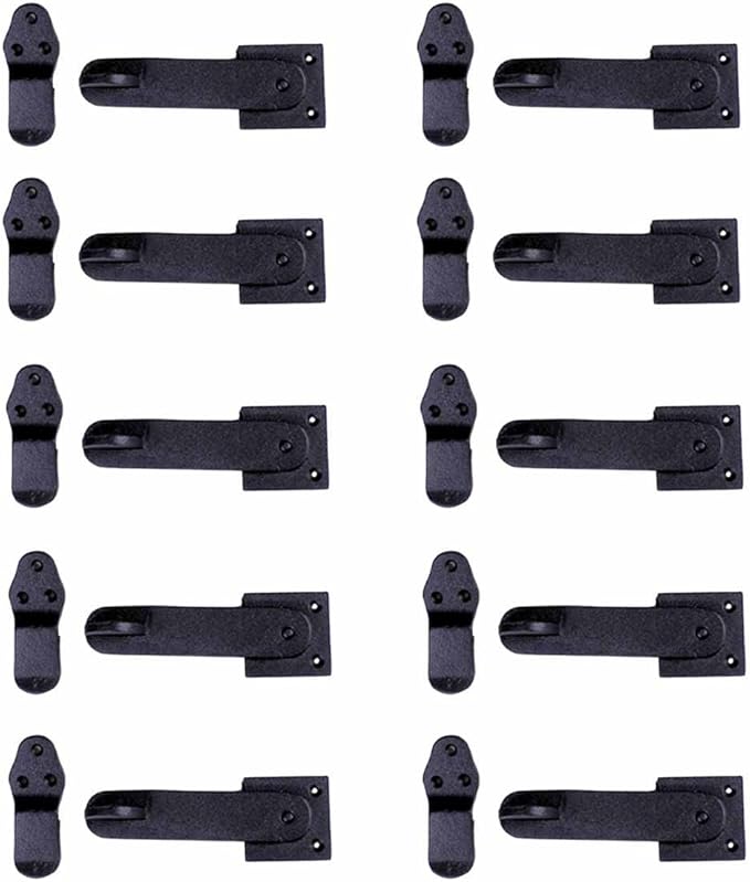 Renovators Supply Manufacturing Black Wrought Iron Gate Flip Latch 5.75" L Antique Medium to Light Duty Two Sided Flip Locks Rust Resistant Powder Coated Barn Door Latches with Hardware Pack of 10