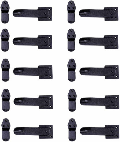 Renovators Supply Manufacturing Black Wrought Iron Gate Flip Latch 5.75" L Antique Medium to Light Duty Two Sided Flip Locks Rust Resistant Powder Coated Barn Door Latches with Hardware Pack of 10
