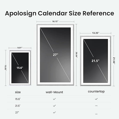 ApoloSign 21.5" Digital Calendar: Dual Mode Calendars with Google Play & Multi-calendar Sync, Electronic Planner & Chore Chart, Smart Touchscreen, Interactive Display for Family Schedules (Gray Wood, 21.5-inch)