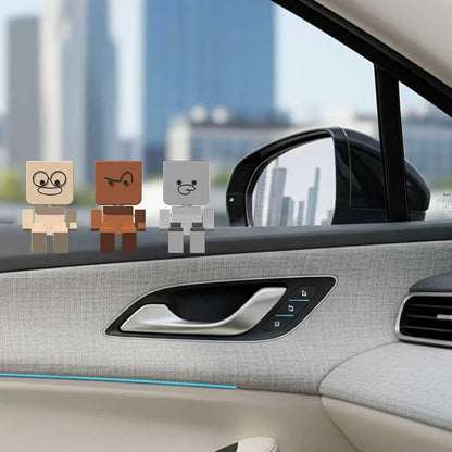 Maiguizaa 3Pcs Shaking Man Figurine with 36 Magnetic Expressions, Shaking Feet Doll for Car Dashboard, Funny Car Decorations and Desktop Decor, Handmade Kinetic Man Gift Set (Gray, Wooden, Brown)