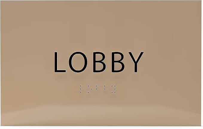 6" X4" Lobby Sign - Tactile Graphics Grade 2 Braille Text Reception Area Sign| Utility ADA Compliant Wall Mount Plastic Signs For Hospital, Offices, Businesses & Apartments