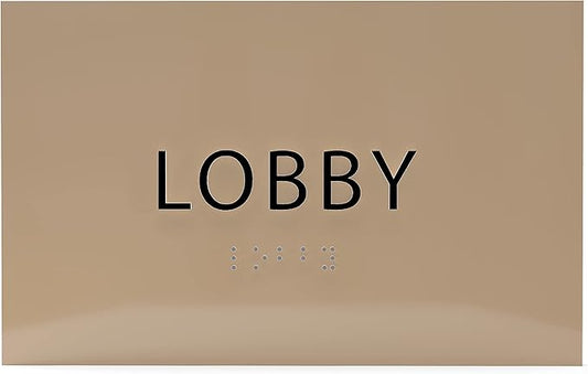 6" X4" Lobby Sign - Tactile Graphics Grade 2 Braille Text Reception Area Sign| Utility ADA Compliant Wall Mount Plastic Signs For Hospital, Offices, Businesses & Apartments