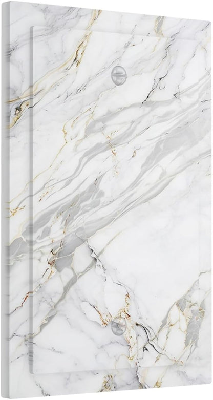 Light Switch Cover Plate Gray Gold Marble Abstract Modern Luxury 1 Gang No Device Blank Wall Plate Electrical Outlet Cover Decorative Switch Plate Covers for Bedroom Home Decor