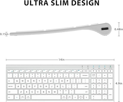 iClever BK10 Bluetooth Keyboard, Universal Bluetooth 5.1 Wireless Keyboard with Number Pad, Ergonomic Design, Multi-Device Compatibility, Stable Connection for Mac, iPad, iPhone, Android, Windows