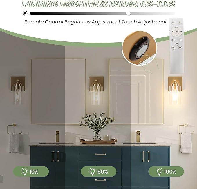 Wall Sconces,Rechargeable Wall Lights Set of 2 Dimmable Battery Operated,15000mAh Endurance 200 Hours Fast Charging,Wireless Sconces for Bedroom Living Room Bathroom Hallway Farmhouse