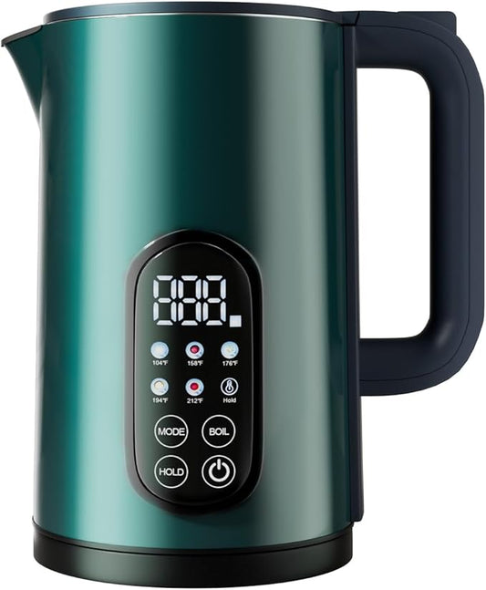 Electric Kettle temperature control 1.7-liter stainless steel kettle,Five Temperature Control Modes,Two-hour heat retention,Green