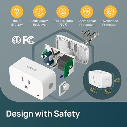 Linkind Matter Smart Plug with LED Night Light, Work with Alexa, Apple Home, Google, Smart Outlet 15A/1800W, Dusk to Dawn, Plug in Wall, Timer&Schedule, ETL&FCC Certified, 2.4GHz Wi-Fi Only, 1 Pack