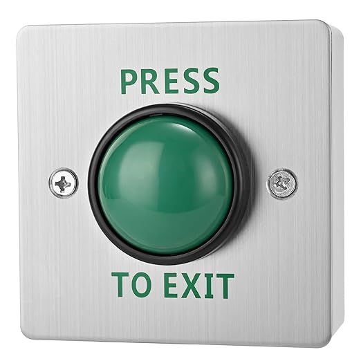 Push to Exit Button for Door Access Control Big Press Button IP68 Waterproof 304 Stainless Steel Shell with Back Mounted Box NO/COM Output