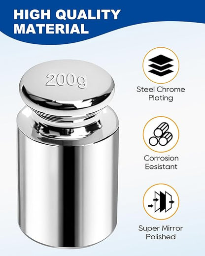 UCEC Calibration Weights for Digital Scale, 200g Gram Weights, Precision Stainless Steel Balance Scale Calibration Weight for Lab Educational Science
