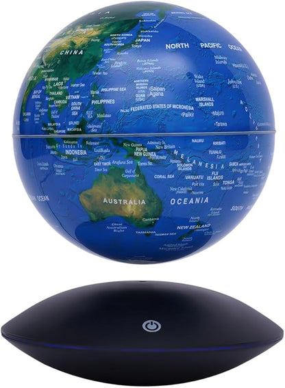 Magnetic Levitation Floating Globe, 6" World Geographic Globes Anti Gravity 360 Rotating World Map with LED Light for Homes, Schools, Offices