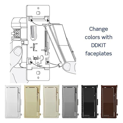 Leviton Decora Smart Dimmer Switch Companion for Multi-Location Dimming (Not for Stand-Alone use), 120/277VAC, 60Hz, DD00R-DLZ, White, Ivory, Light Almond