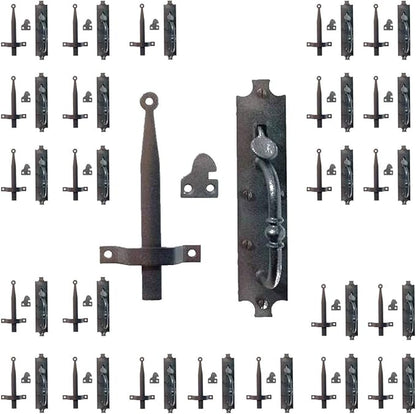 Renovators Supply Manufacturing Black Cast Iron Norfolk Door Latches Traditional Gate Or Door 8" Tall Thumb Latches Black Powder Coated Two Sided Gate Latch Locks with Mounting Hardware Pack of 25