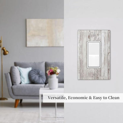 Decorative Outlet Covers Rustic Vintage White Wood Grain 1 Gang Single Rocker Light Switch Cover Plate Wall Plates GFCI Faceplate for Farmhouse Home Decor