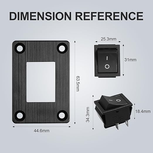 1Pcs Black KCD4 Boat Rocker Switch 2-Position 4-Pin DPST Panel Switch 16A 250VAC 20A 125VAC, with 6pcs FDFD2-250 Blue Terminals, CE