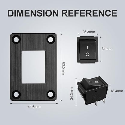 1Pcs Black KCD4 Boat Rocker Switch 2-Position 4-Pin DPST Panel Switch 16A 250VAC 20A 125VAC, with 6pcs FDFD2-250 Blue Terminals, CE