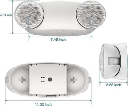 2 Pack Emergency Light, Wall Mount, UL 924 Certified, Battery Backup, 2 Bug Eye Heads, Commercial Lighting Fixtures
