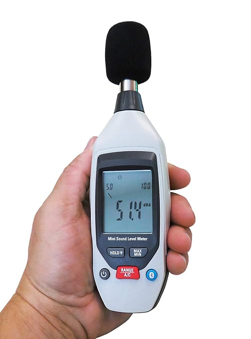 Sper Scientific Decibel Meter 850019 w/Bluetooth, Sound Level Meter 35 to 130 dB, SPL A/C Weighted, Dual Range Max/Min & Data Hold, Compact Audio Noise Measuring Device, Large Backlit Display - 4 pc
