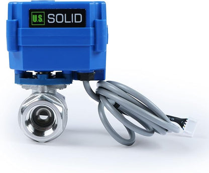 U.S. Solid Water Leak Detector - Water Alarm Leak Detect System with 1/2 Automatic Shut-Off Stainless Steel Motorized Ball Valve, Controller and 3 Sensors and Sound Alarm