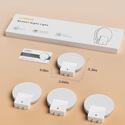 Lyridz Plug in LED Backlit Night Light with Auto Dusk to Dawn Sensor, 1-50 LM Dimmable Warm White Nightlight Indoor for Bedroom, Bathroom, Kids Room, Pet House, Kitchen, Stairs, Hallway, 4 Pack