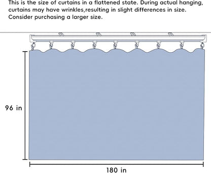 Room Divider Ceiling Mounted Curtains Track Sets Extra Wide Blackout Curtain Flexible Tracks for Bedroom Privacy Partition Separator, 1 Panel White Drape and White Rail, W15 x H8ft