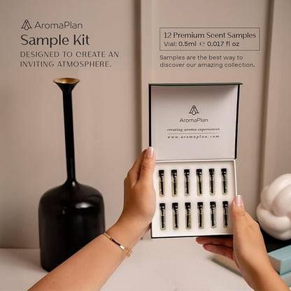 AromaPlan Hotel Scents Fresh & Clean 5 Fl Oz (148ml) & Sample Set with Top 12 Fragrances -Home Luxury Aroma & Hotel Fragrance Diffuser Oil for Aromatherapy, USA Made
