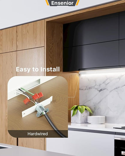 Ensenior 12 Inch LED Under Cabinet Lighting Hardwired, 5CCT, 8W 500LM, 2700K/3000K/3500K/4000K/5000K, Wired Under Cabinet Lights, Dimmable Under Counter Lights for Kitchen, FCC, 1 Pack