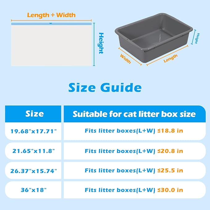 Cat Litter Bags 60Count, 26.37"x15.74" Drawstring Close Litter Box Liners for Automatic Litter Box,Thick Cat Poop Bags,Easy to Clean,Heavy Duty Robot Bag for Self-Cleaning Box