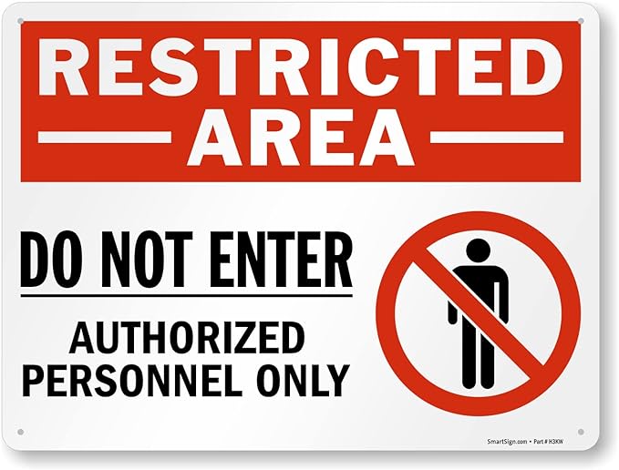 SmartSign 18 x 24 inch “Restricted Area - Do Not Enter, Authorized Personnel Only” Metal Sign with Symbol, 80 mil Laminated Rustproof Aluminum, Red, White and Black, Made in USA