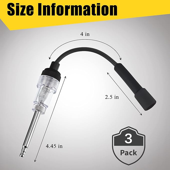 Inline Spark Plug Tester Engine Straight Boot Ignition Tester Light Lawnmower Checker Armature Diagnostic Detector for Automotive Car Internal External Engine(3 Pieces)