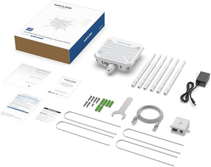 2026 AX3000 Outdoor WiFi 6 Extender, WAVLINK Long-Range WiFi Repeater/Access Point with Dual Band/PoE/IP67 Waterproof/6 x 7dBi Antennas, Supports Up to 256 Devices for Garage, Yard, RV,Farm