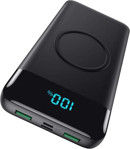 Wireless Portable Charger 30,800mAh,15W Wireless Charging USB C Power Bank,25W PD QC 4.0 Fast Charging 4 Outputs Travel Essentials Battery Pack Compatible with iPhone 17/16/15/14/13/12,Galaxy,Android