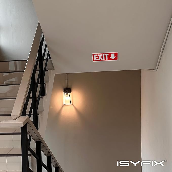 iSYFIX Exit Signs 2 Pack 12x4 Inch with Directional Down Arrows - Rust Free Aluminum, Laminated for UV, Weather, Scratch Resistance - Ideal for Offices, Schools, Theaters, Restaurants